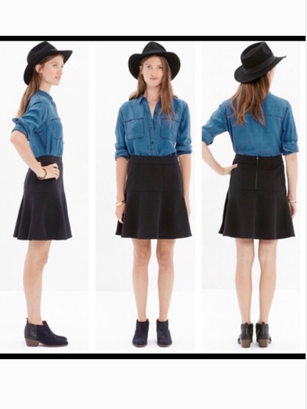Madewell Black Wavelength Fit & Flare Circle Skirt Size 6 Mini